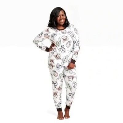 Disney 100 Womens Character Mash Up Piece Pajama Set Large White