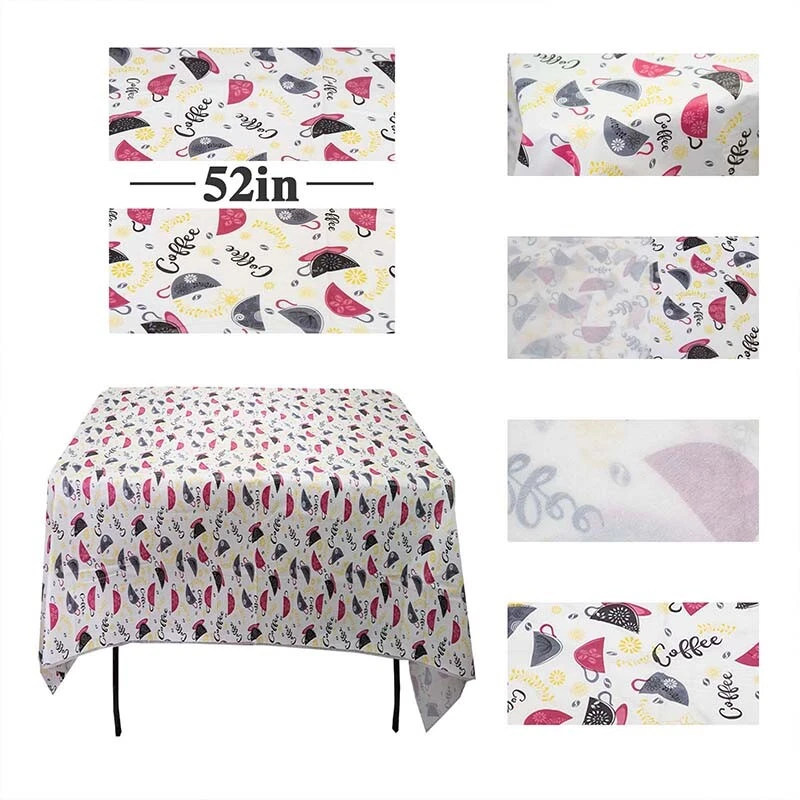 52"x52"Vinyl Tablecloth Heavy Duty Flannel Backed Waterproof Oilproof Tablecover - Image 3 of 4