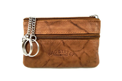Schlüsseletui Schlüsseltasche 2 Ringe weich Echt Leder Schlüsselmäppchen Etui 