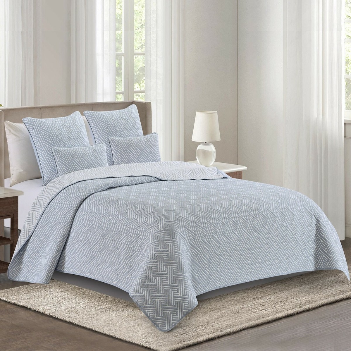 Copriletto Trapuntato Shabby Chic 250x250cm - Microfibra Morbida, Cuori, Beige - Foto 2