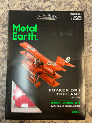 Fokker Dr.I Triplane - COLOR Plane - 3D Metal Earth Model Kit Assemble New!