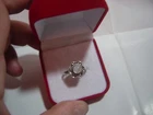 Vintage Solid Silver flower design Band Ring-superb Natural moonstone-Size r