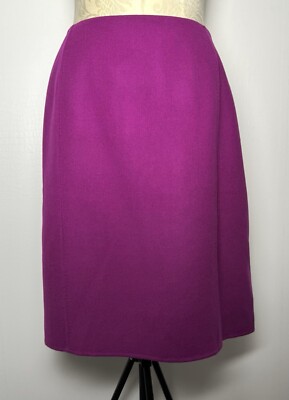 Talbots Magenta Pink Felted Wool Pencil Skirt Women 24W Plus Top Stitched NEW