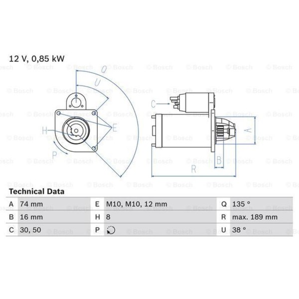 Bosch Anlasser Starter 0.85Kw FüR Mazda 323 F VI Demio KIA Carens II Sportage-image
