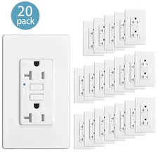 20 × Led Wall Outlet GFCI 20A 125V Electrical Duplex Receptacle Tamper Resistant