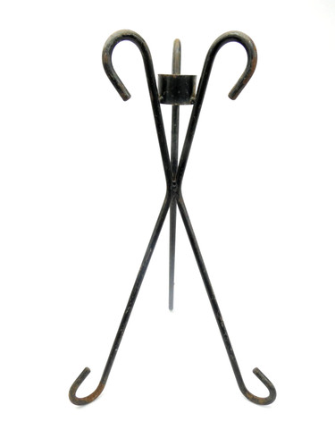 Three Legged Wrought Iron Metal Decorative Holder Curved Umbrella Flag Stand