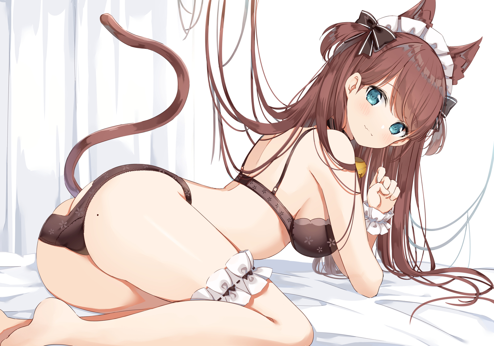 Anime girls digital art artwork 2d portrait  tail Playmat Gaming Mat Desk