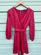 ZARA NEW SS20 TIED SATIN PLAYSUIT V-NECKLINE RASPBERRY SIZE XS REF 0387/067 B927