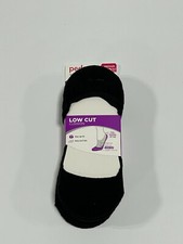 Womens Peds Black Low Cut Cushion Liner Socks 6 pck NEW NWT
