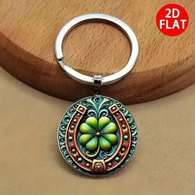 St Patrick Herren vierblättriges Kleeblatt Schlüsselanhänger Glücksbringer irischer Anhänger Zinklegierung Geschenk