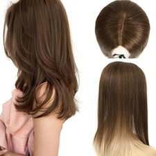 Topunique 3x5 Inch Silk Base Human Hair Toppers for Women 16" 130  2A Brown