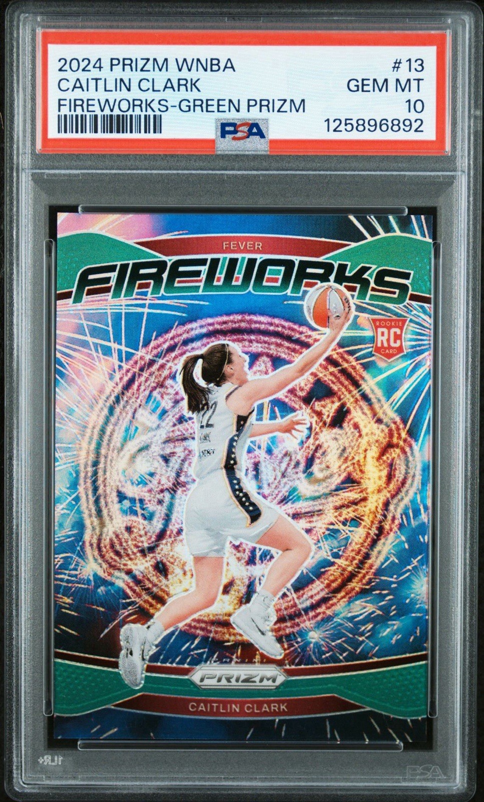2024 Prizm WNBA Caitlin Clark #13 Rookie Fireworks Green Prizm PSA 10 GEM MINT