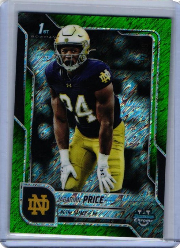 Jadarian Price 2025 Bowman U Chrome 1st Green Shimmer /99 Notre Dame