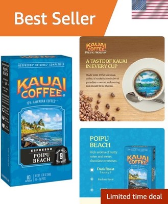 Rich Cocoa & Smoky Finish Espresso Pods for Nespresso - 10-Pack, Hawaiian Coffee