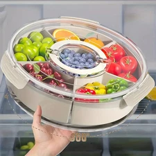 rotating Fruit and Vegetable Tray Lid and Handle Organizer for Kitchen Storage