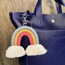Macrame Rainbow Purse Charm Macrame Keychain NeW FAST SHIP Bag Flair
