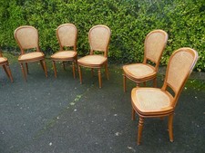 6 CHAISES CANNEES EN BOIS ANNEES 1980