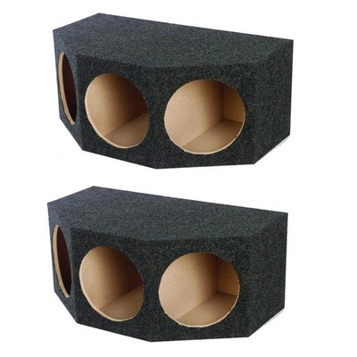 Q Power BASS12 3 Hole 12'' Sealed Car Subwoofer Enclosure Box (2 Pack)