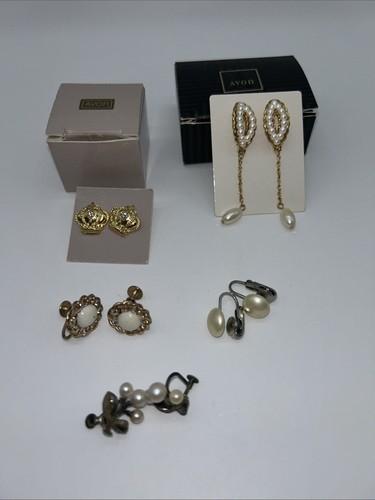 Lot Of 5 Vintage 3 Clip On/Screw On, 2 Avon Pierced Earrings