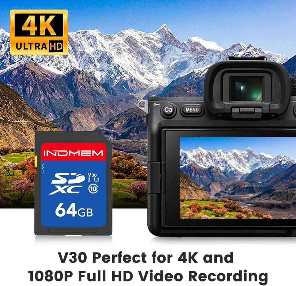 INDMEM 64GB SD Card 10pack, C10, U3, V30, High Speed up to 90M/S SDXC UHS-I - Image 3 of 4