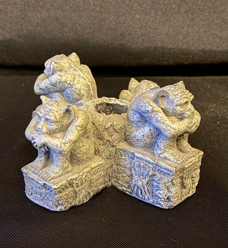 Vintage Gothic Gargoyle Figurine Candle Holder Stone Resin Fantasy Decor