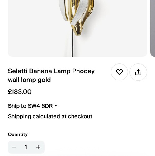 Seletti Phooey Banana Wall Lamp, Gold BRAND NEW £184.00 RRP (have x2) Worth It - Afbeelding 16 van 24