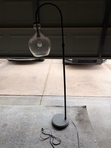 Heath & Cliff Verona Arc Floor Lamp w/ Glass Shade, Metal, Blackened Bronze