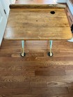 Vintage Refurbished Antique Metal and Wood School Desk With Folding Chair — photo 2