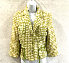 Vtg Y2K Houndstooth Blazer Small 100 Cotton Retro Preppy Academia