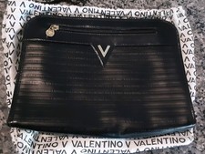 Mario Valentino Black Leather Logo Medium Size Clutch