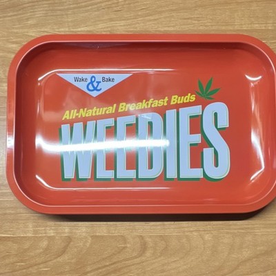Wake & Bake Weedies Breakfast Buds Orange Metal Serving Tray  & Kit