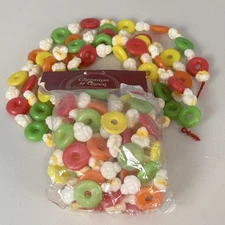 VTG Blow Mold Candy & Popcorn Christmas Tree Garland Lot Of 2 - 8 Ft Strands