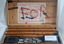 Aristocrat SIGN MARKER Rubber & Wood Typesetting Ink STAMP Set w/ WOOD CASE