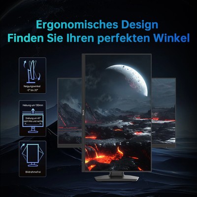 KTC Gaming Monitor 27 Zoll, 2K@180Hz / 144Hz 1440P Monitor mit Fast-IPS Panel,