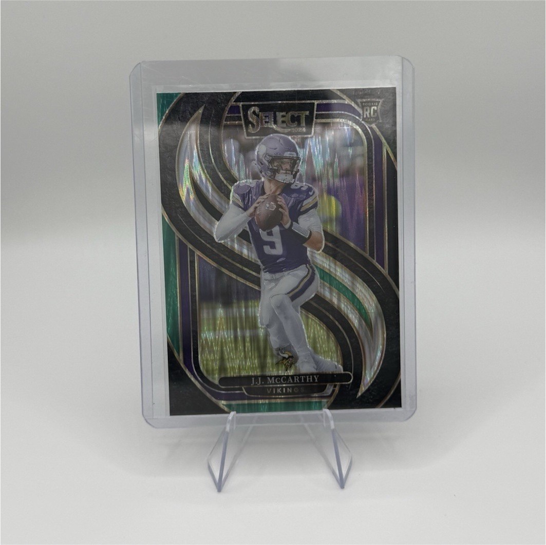 Panini 2024 Select Black Green Prizm Shock J.J. McCarthy #134 Vikings