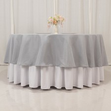 SILVER Round 90" Premium High Quality Polyester Tablecloth Wedding Party Table
