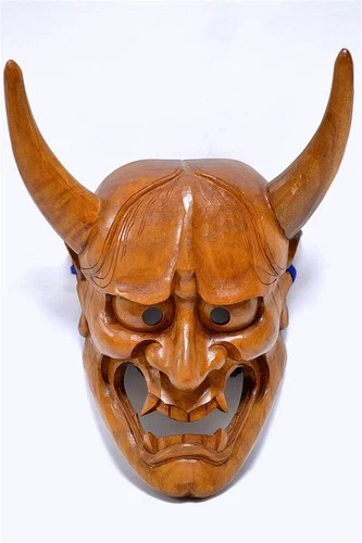 Wooden! Japanese Traditional Noh Mask HANNYA (般若) Demon Kagura Kabuki Samurai