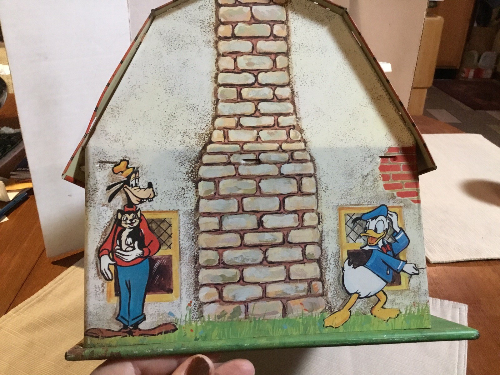 Vintage Marx Disney Mickey Mouse And Friends Tin Litho Metal Doll House W/Handle