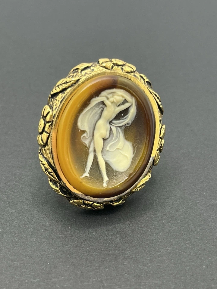 Gemelos de colección para hombre desnuda dama marrón obra maestra museo bisutería Foto 3 de 4