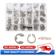 New 327Pcs 304 Stainless Steel E-Clip Circlip External Retaining Ring Assortment