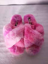 Dolce Vita Women's Fashion Slipper Sandal PINK Faux Fur US 8