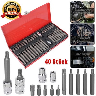 Vielzahn Steckschlüssel Torx Bit-Satz Innensechskant Set 40tlg 1/2 3/8'' Hex Lang