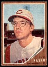 1962 Topps #193 EDDIE KASKO  Cincinnati Reds  EX