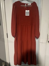 Women 24 W Dress Hanna Nikole Plus Size Rust Colored 3/4 Sleeves