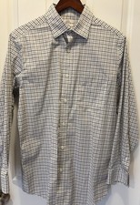 Craft And Barrow Check Buttton Up Men  s Dress Shirt 15.5, 32/33.