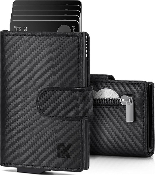 Fomax Slim Wallet GeldböRse Herren, Portmonee Mini Mit MüNzfach Rfid Schutz | Pr-image