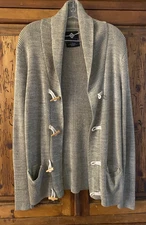 COTTON ON, open taupe knit cardigan, toggle buttons, pockets - M