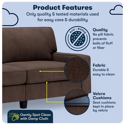 Pemberly Row 78'' Track Arm Sofa with Removable Covers Dark Brown