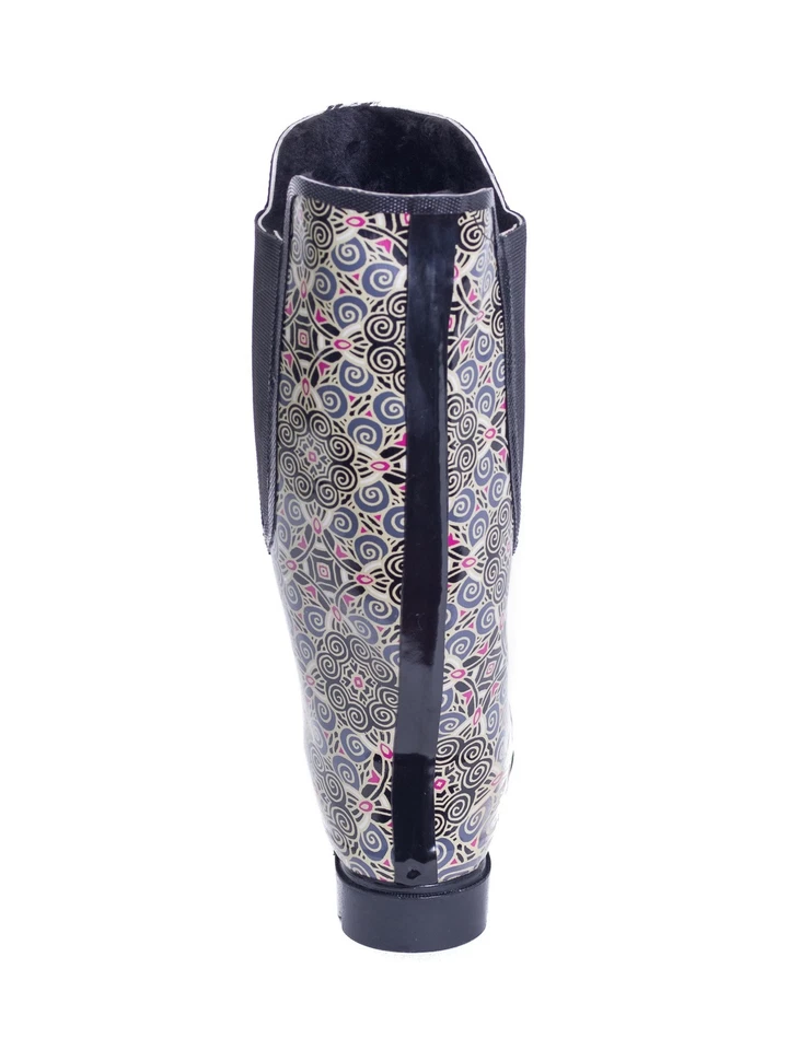 Botas de chuva femininas tamanho 7, altas impermeáveis estampadas botas forradas de borracha, NOVAS - Imagem 2 de 4