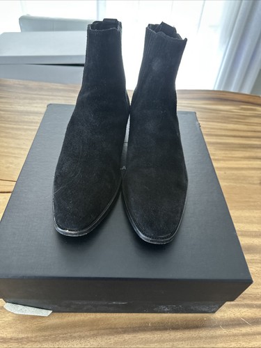 Saint Laurent YSL Wyatt Chelsea Boots in Black Suede Size 39